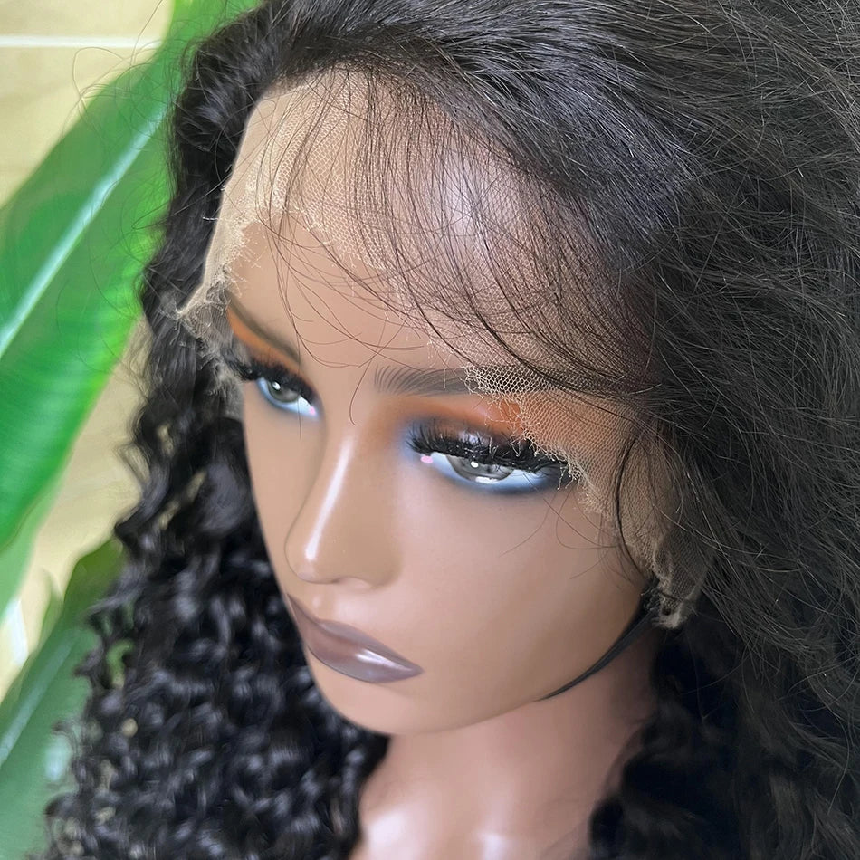 Water Wave 13x4 Hd Lace Frontal Human Hair Wigs Preplucked Bleached Knots Transparent Lace 200 Density Natural Color Hair Wig