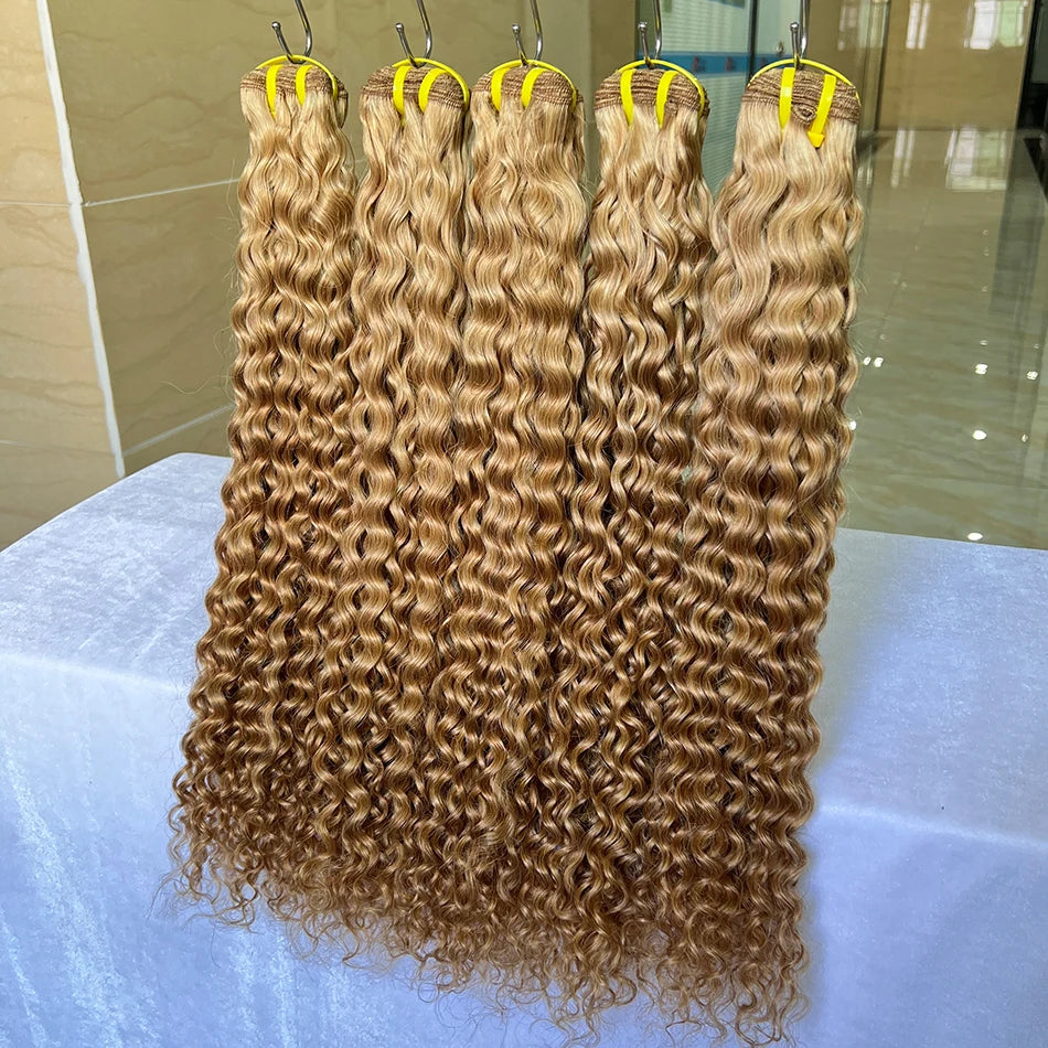 Deep Curly #27 Color Human Hair Bundles 100% Virgin Vietnamese Hair Weave Extensions 100grams 1/2/3 pcs 18-26 Inch For Women