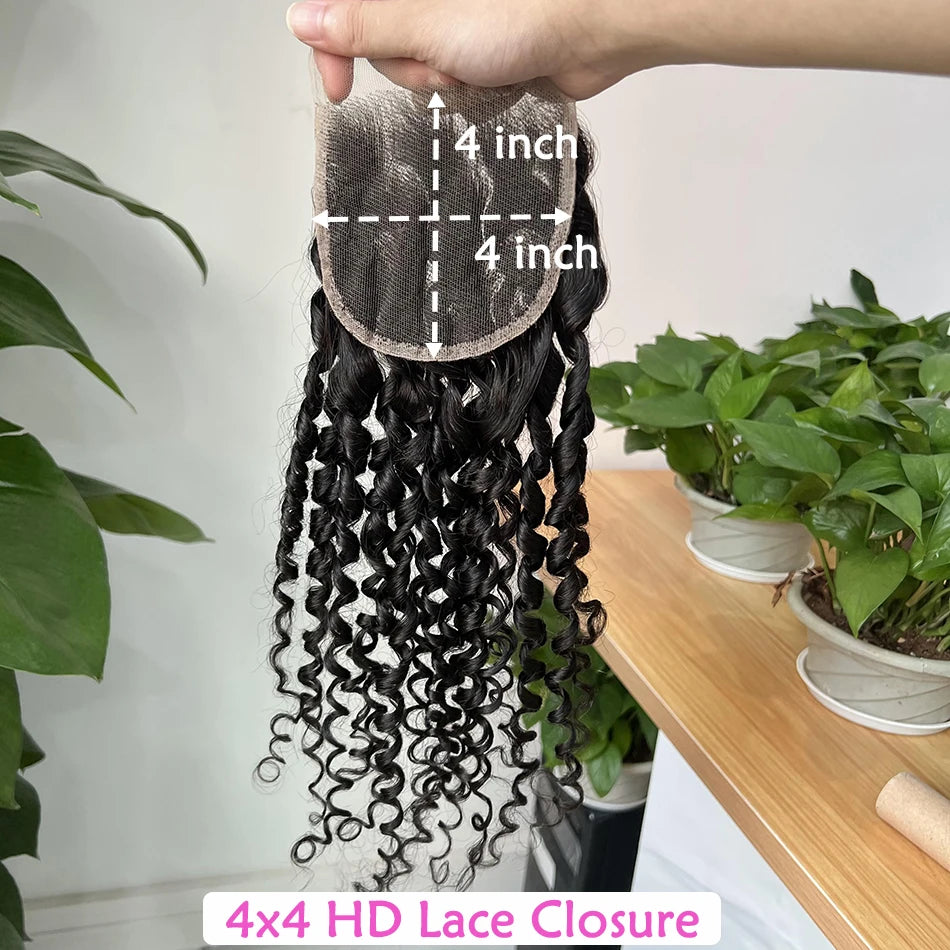 Pixie Curly Hd Lace Closure 4x4 5x5 13x4 Lace Closure Frontal Human Hair #1B Natural Color Bouncy Curly Melt Skin Invisible Lace