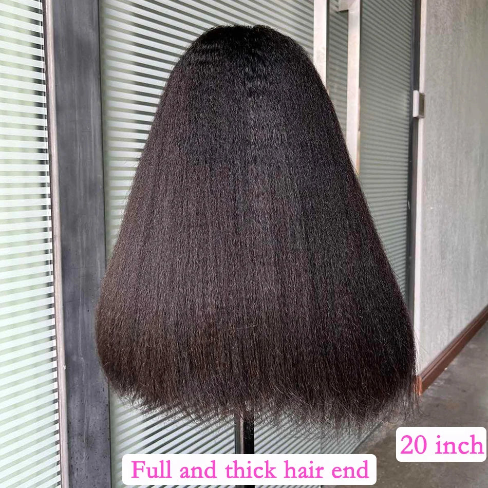Kinky Straight Super Double Drawn 4x4 Lace Closure Wig HD Lace Human Hair Wigs Preplucked 200% Density Full Natural Raw Hair