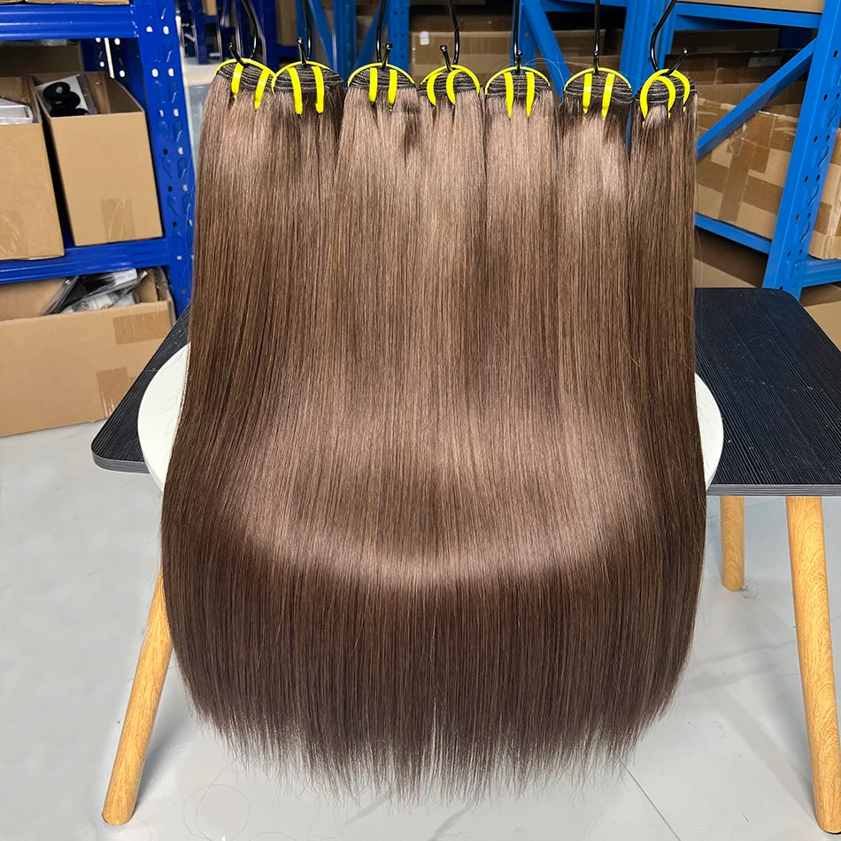 Straight #2 Color Human Hair Bundles Double Weft Vietnamese Virgin Hair Extensions Weave 16-30 Inches 100 Grams For Black Women