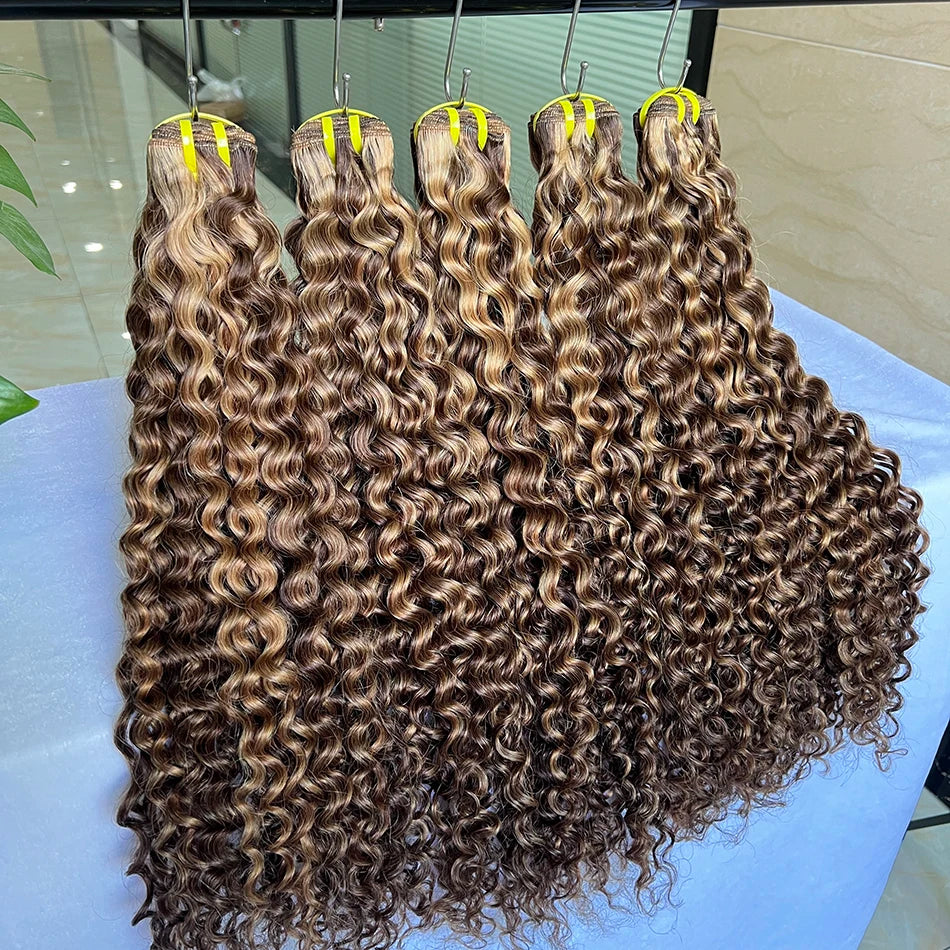 Deep Curly P4/27 Highlight Color Human Hair Bundles 100% Virgin Vietnamese Hair Weave Extensions 100grams 1/2/3/4 pcs For Women