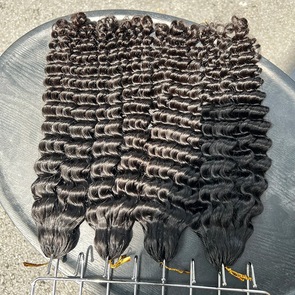 Deep Wave Crochet Hair Extensions 100% Human Hair 100grams Miracle Knots Feather-Line Pre-separated Knotless Braids Crochet Hair