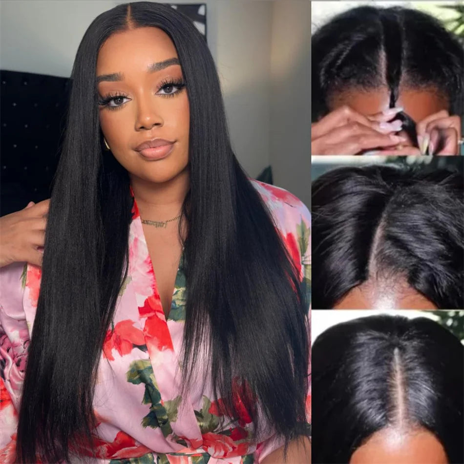 V-Part Straight Wig — Peruvian Remy Hair, 18–32 Inch