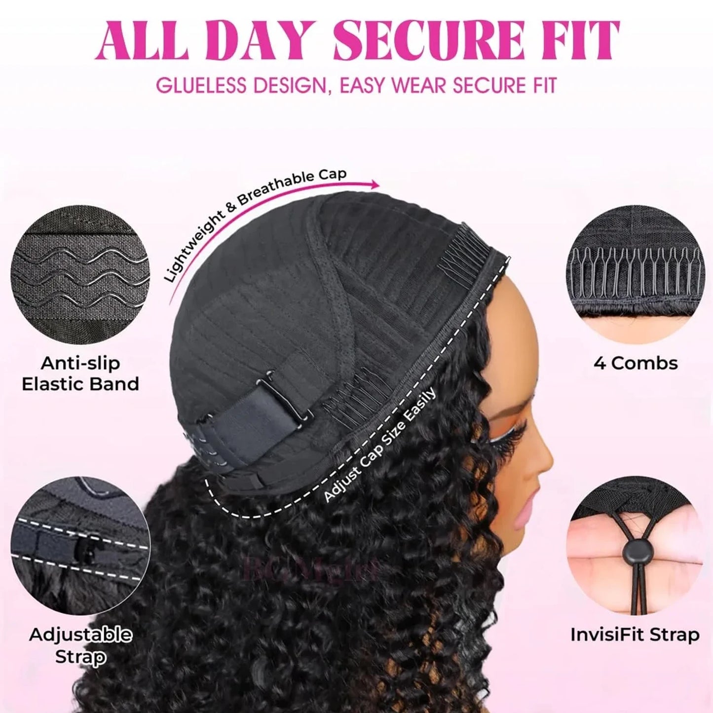 Burmese Curly 3-in-1 Half Wig — Clip-In Flip Over with Drawstring