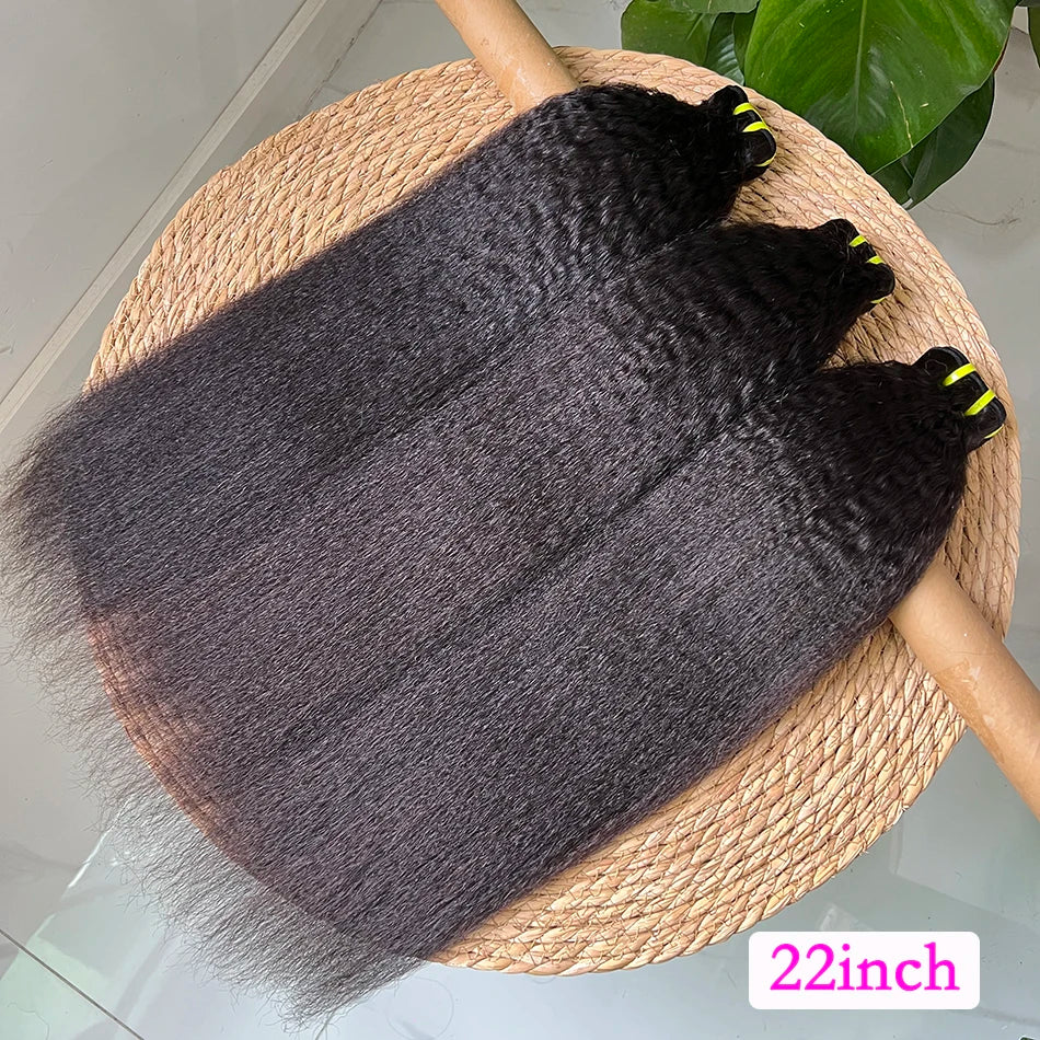 Kinky Straight Bundles 100% Human Hair Extensions 10-30 Inch Unprocessed Virgin Human Hair Weave Natural Color Wholesale Hair