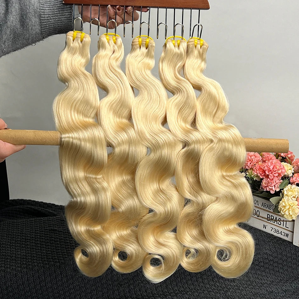 #613 Body Wave Double Drawn Human Hair Bundles Blonde Colored 1/2/3/4 Pcs 100% Human Hair 100 Grams Weave Hair Extensions
