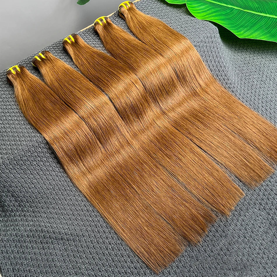 #4 Brown Colored Straight Human Hair Bundles Vietnamese Hair Extensions Weave Double Weft 18-30 Inches 100 Grams For Women