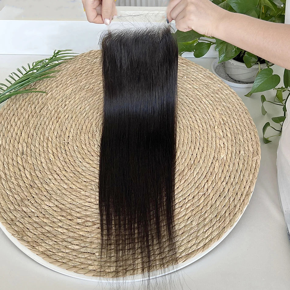 Real Hd Lace Closure Straight 4x4 5x5 Lace Human Hair Pre Plucked #1B Natural Color Melt Skin Invisible Lace For Women