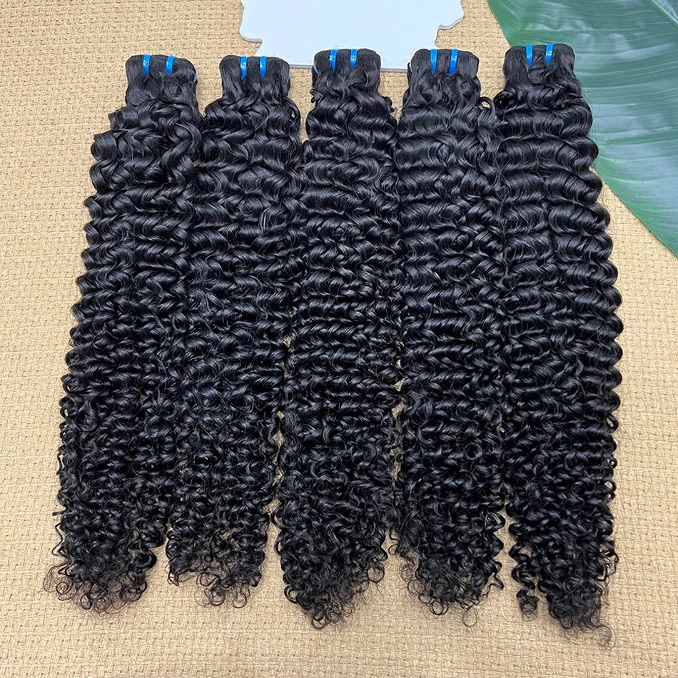 Deep Curly Bundles 18A Human Hair Extensions Weave #1B Natural Black Color 10-30 Inch Curl Wavy 100% Raw Virgin Hair For Women