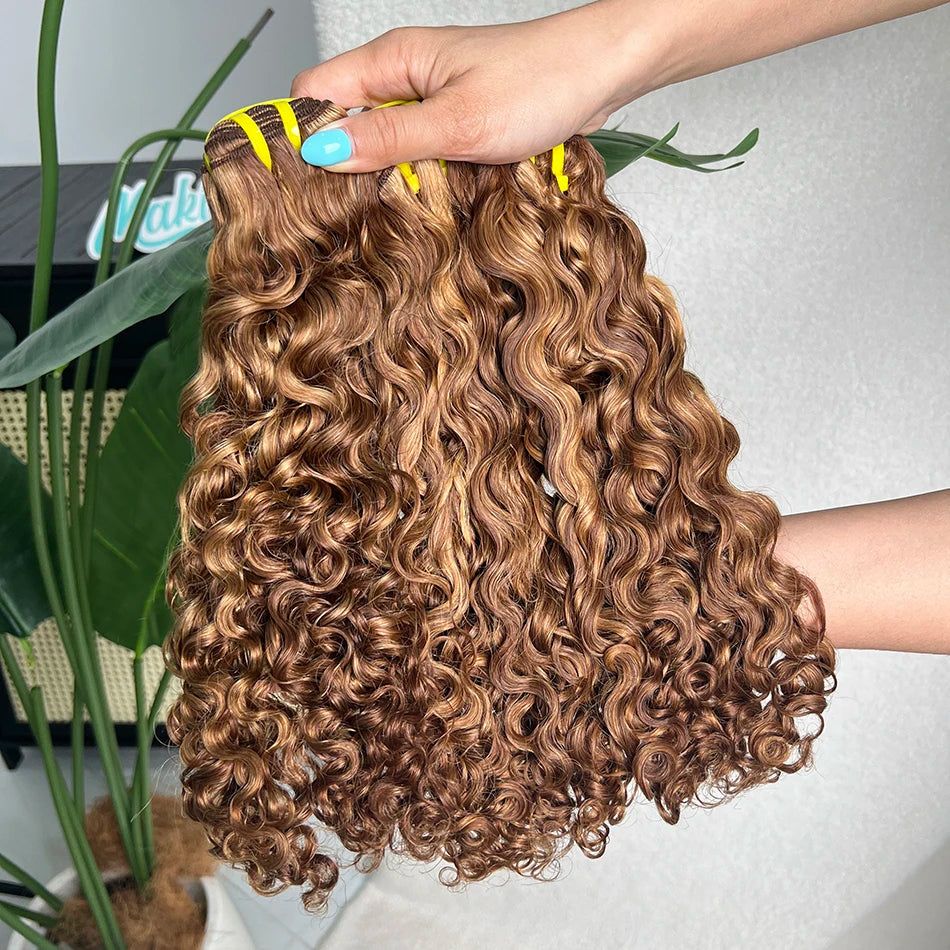 P4/27 Color Bundles Burmese Curly Human Hair 16 inches 100 Grams Cuticle Aligned Ombre Highlight Raw Virgin Hair Weft Extensions