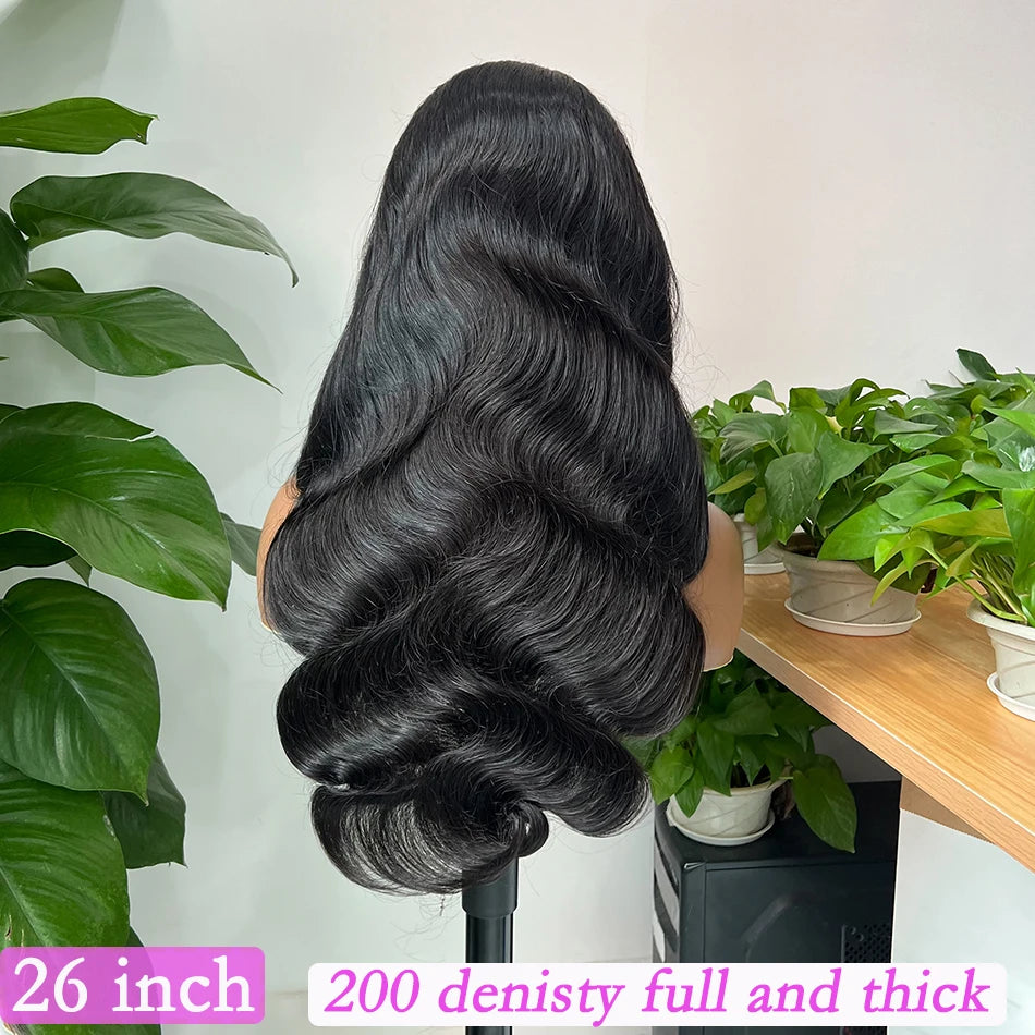 Body Wave 5x5 Hd Lace Closure Wig Human Hair Preplucked Transparent Lace 200 Density Natural Black Color Raw Virgin Hair Wigs