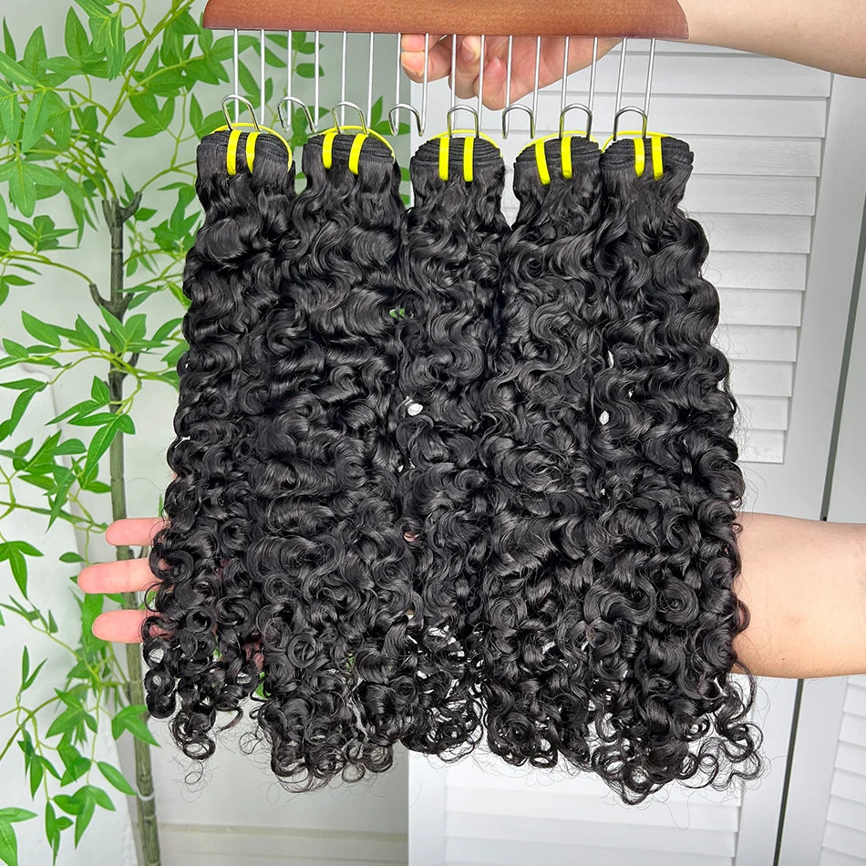 Burmese Curly 100% Human Hair Bundles #1B Natural Black Color Wavy Raw Virgin Hair Weave Extensions Bouncy Curly Vietnamese Hair