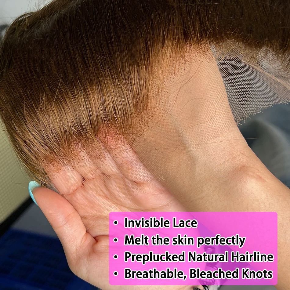 #4 Brown Color Body Wave 13x4 HD Lace Frontal Human Hair Preplucked Bleached Knots Melt Skin Invisible Lace 100% Human Hair