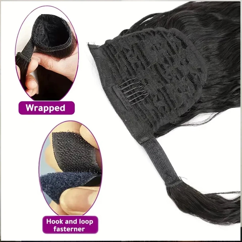 Water Wave Wrap-Around Ponytail — Remy Human Hair, 30–32 Inch