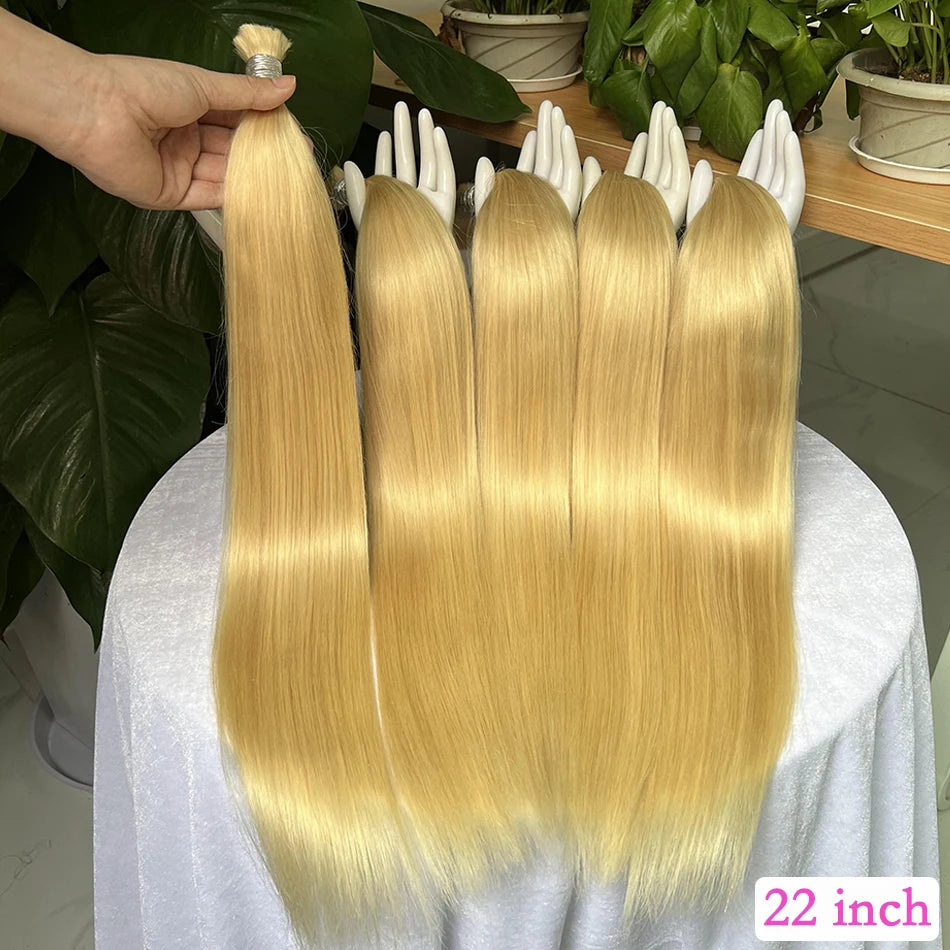 Straight Blonde #613 Color Hair Bulk No Weft Extension For Braiding 100% Virgin Human Hair 100 Grams Braids Bulk For Women
