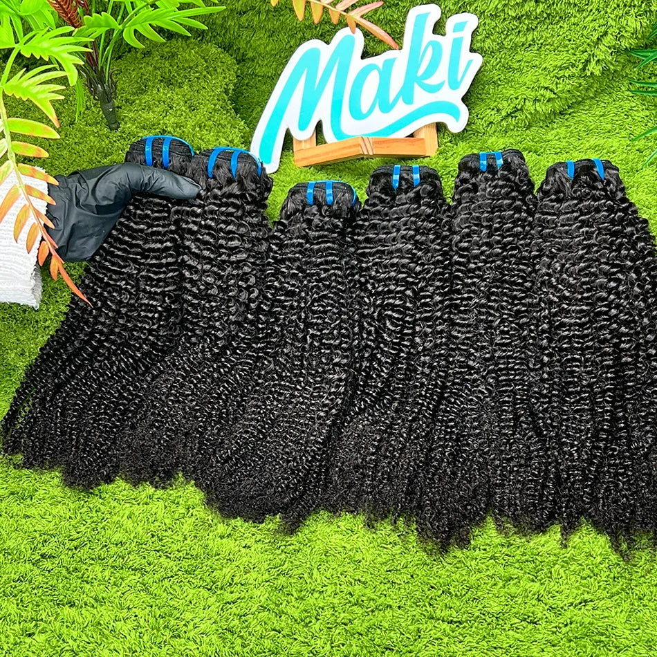 18A Kinky Curly Bundles 100% Human Hair Extensions Weave #1B Natural Black Color 10-30 Inch Curl Wavy Raw Virgin Hair For Women