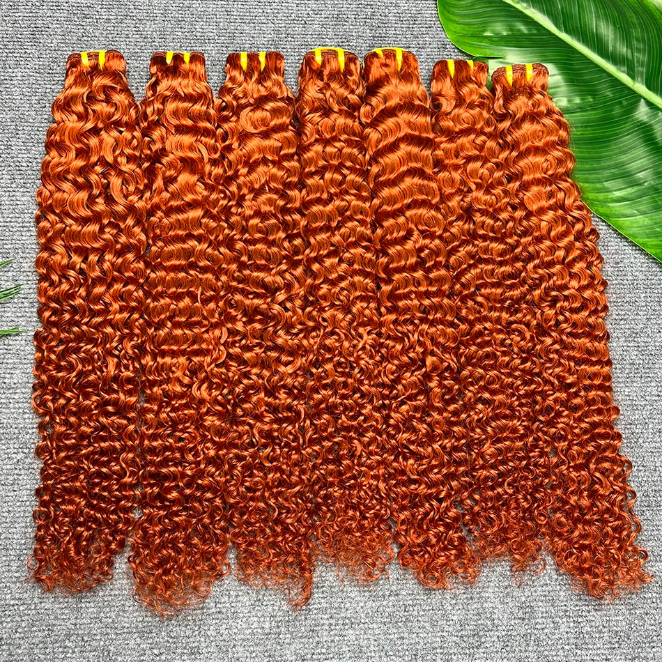 #350 Color Human Hair Bundles Ginger Orange 100% Raw Virgin Vietnamese Wavy Hair Weave Extensions 100 Grams/Bundle
