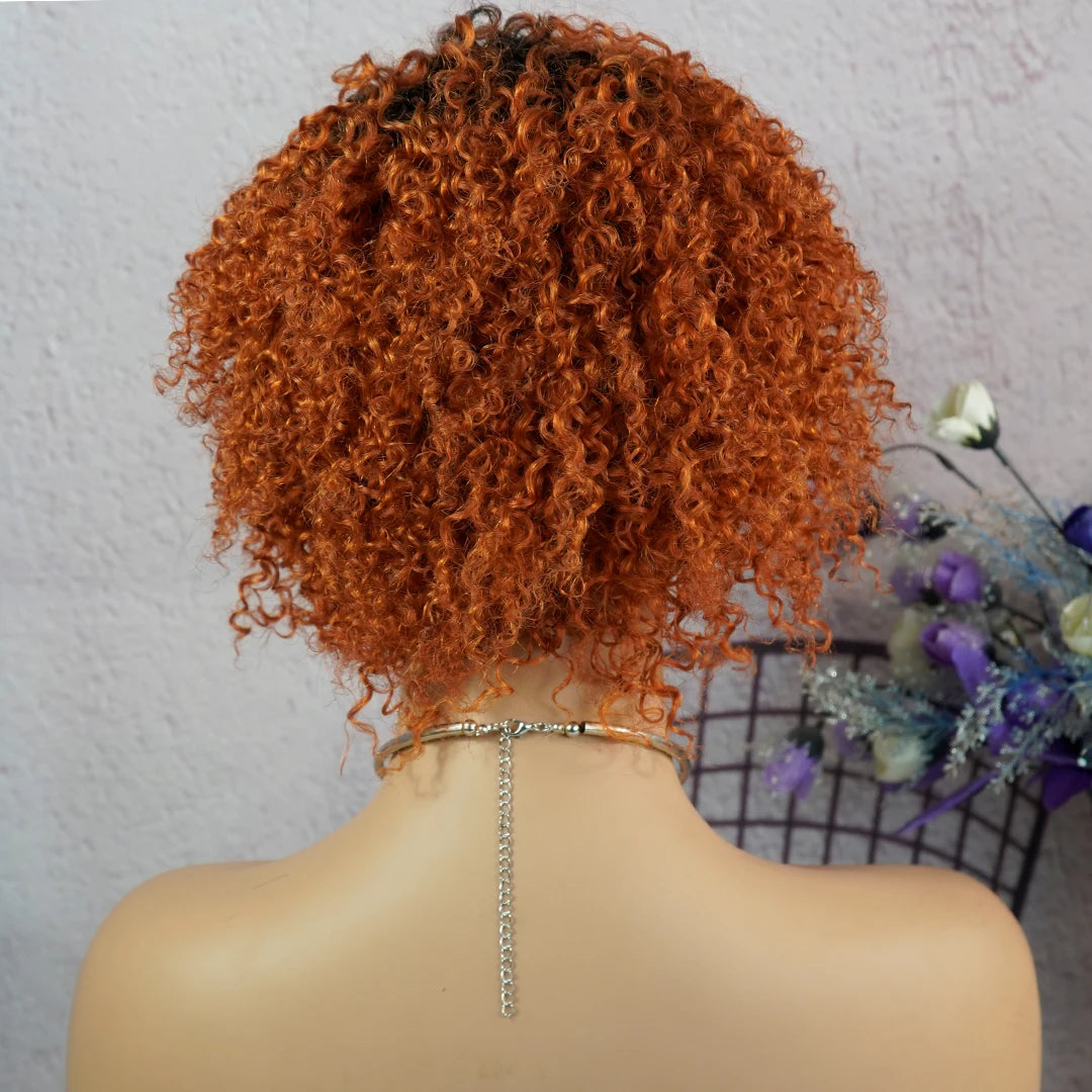 Short Afro Kinky Curly Pixie Wig — 100% Human Hair