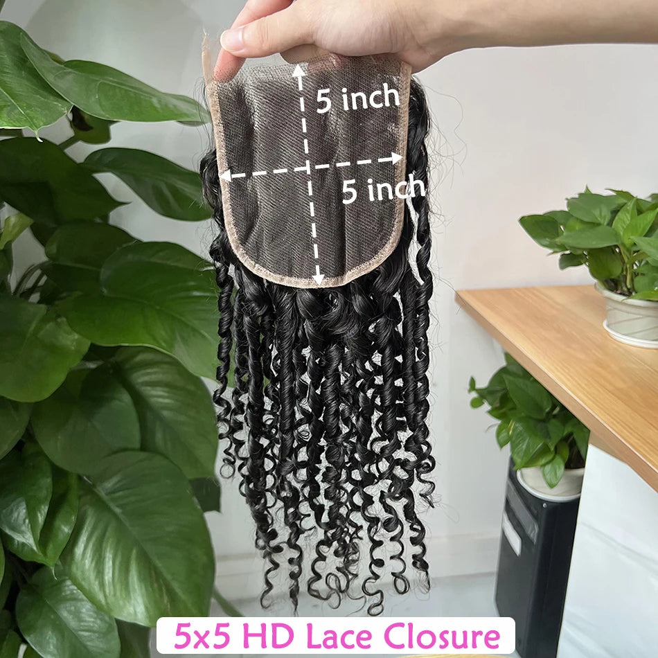 Pixie Curly Hd Lace Closure 4x4 5x5 13x4 Lace Closure Frontal Human Hair #1B Natural Color Bouncy Curly Melt Skin Invisible Lace