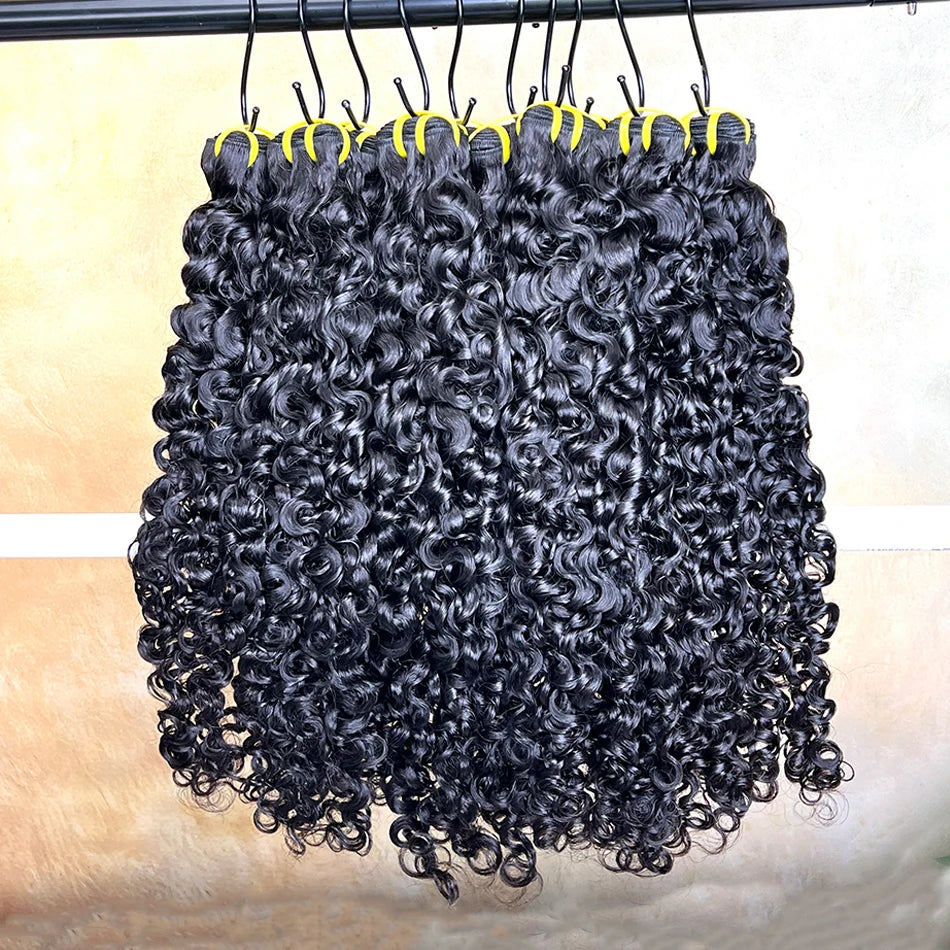Burmese Curly Human Hair Bundles #1B Natural Black Color 100% Raw Virgin Hair Weave Extensions 1 2 3 4 Pcs Bouncy Curly Hair