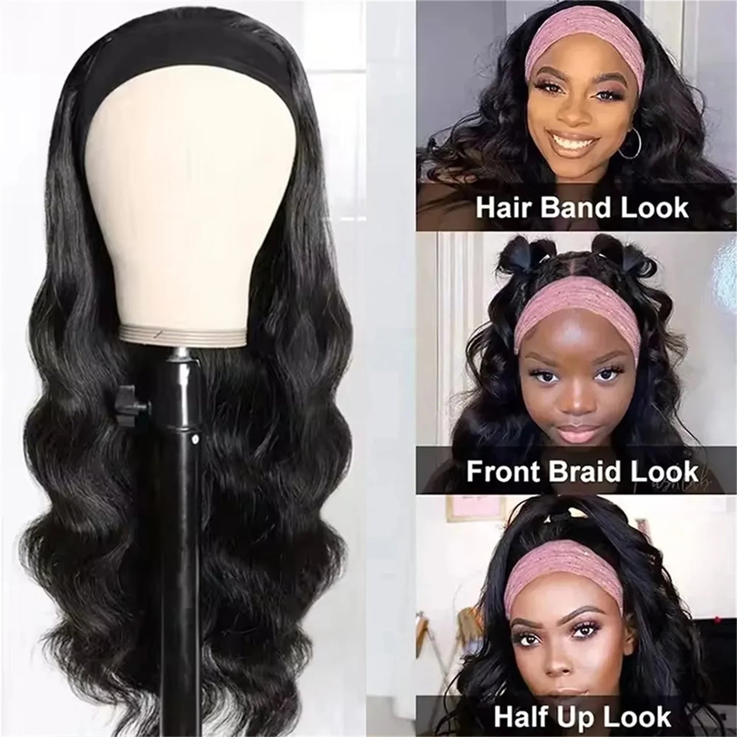 Body Wave Headband Wig — 22–24 Inch, Full Machine Made