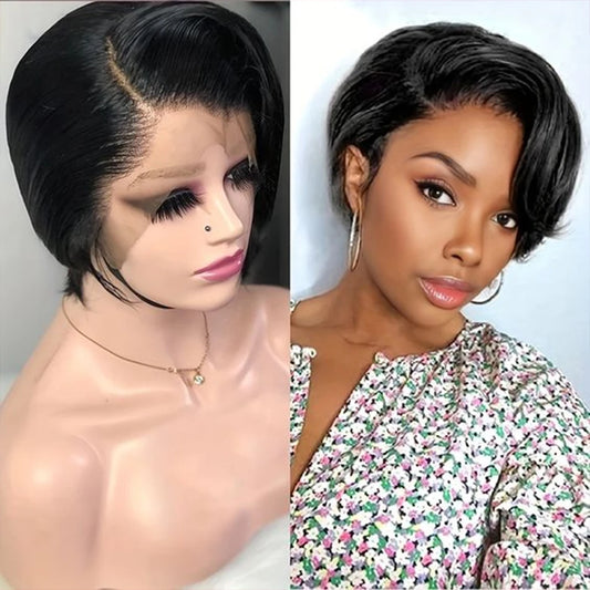 Straight Pixie Cut Wig — Brazilian Human Hair, Lace Front