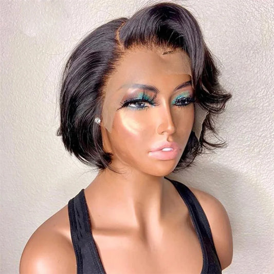 Straight Pixie Cut Bob Wig — Pre-Plucked, 13x4 Transparent Lace
