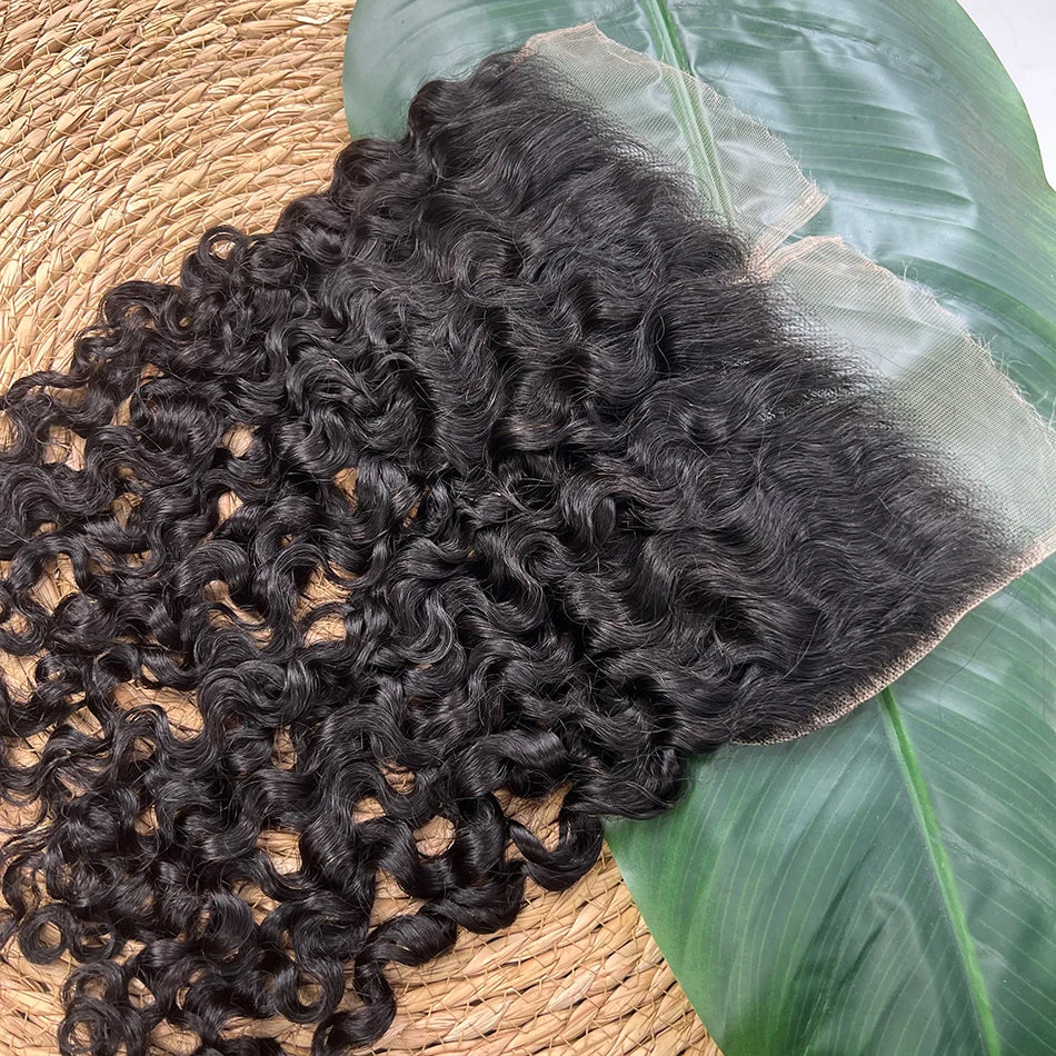 Burmese Curly 5x5 HD Lace Closure 100% Human Hair Preplucked Bleached Knots Invisible Lace #1B Natural Color Raw Virgin Hair