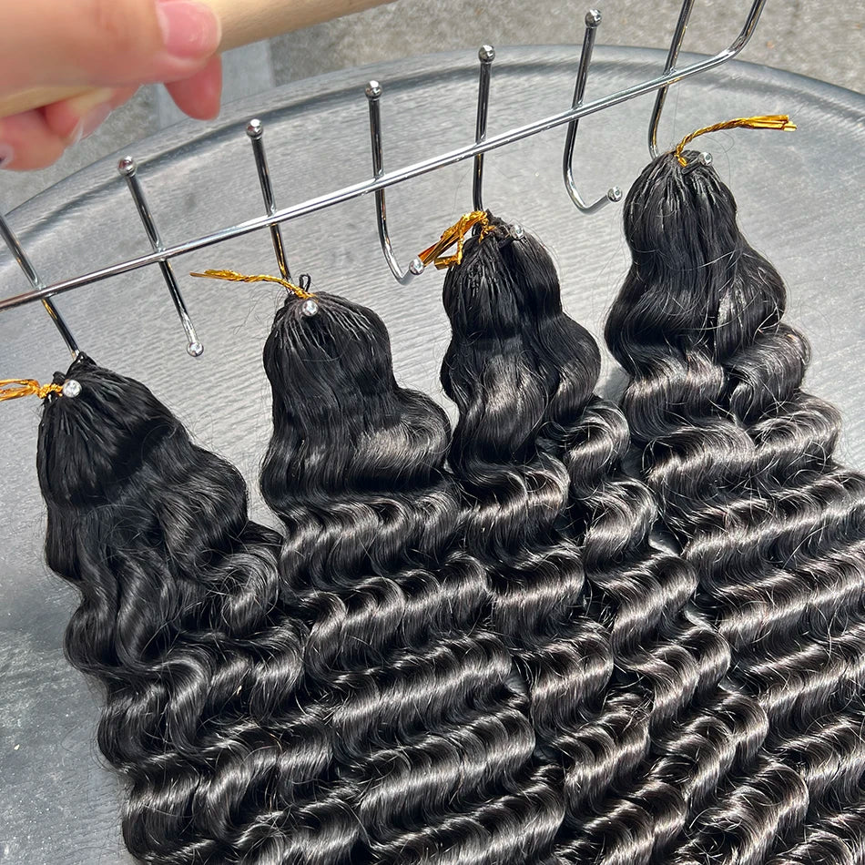 Deep Wave Crochet Hair Extensions 100% Human Hair 100grams Miracle Knots Feather-Line Pre-separated Knotless Braids Crochet Hair