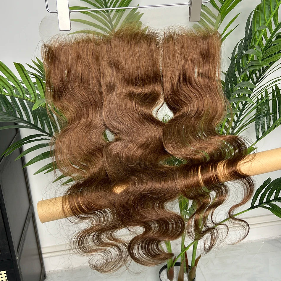#4 Brown Color Body Wave 13x4 HD Lace Frontal Human Hair Preplucked Bleached Knots Melt Skin Invisible Lace 100% Human Hair