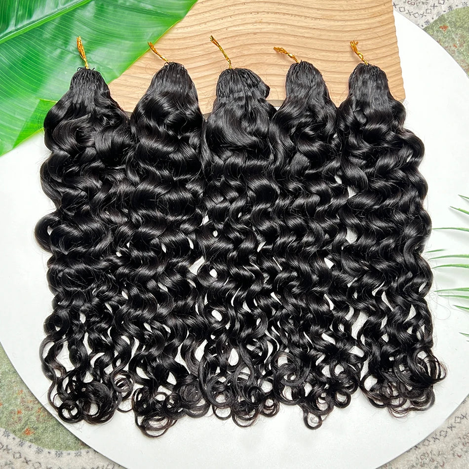Crochet Human Hair Extensions Water Wave 100grams/pack Pre-Separated Invisible Knotless Curly Braids Feather Crochet Human Hair