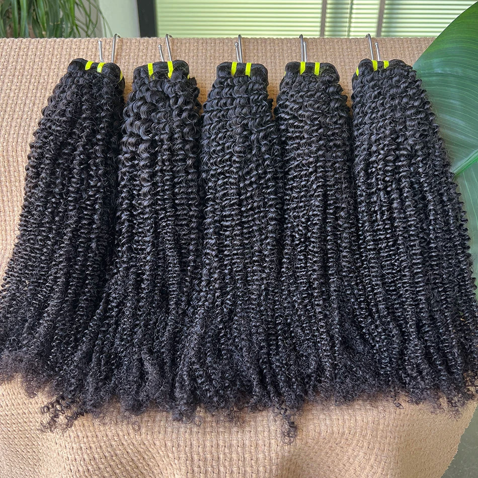 Kinky Curly 100% Human Hair Bundles Weave Extensions #1B Natural Black Color 100grams/PC 10-30inch Unprocessed Virgin Human Hair