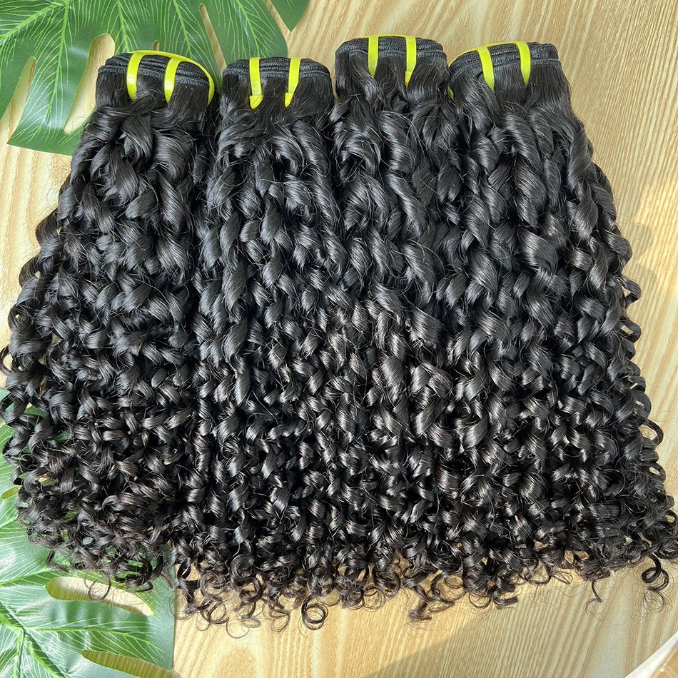 Pixie Curly Bundles #1B Natural Black Color Human Hair 10-30 Inches Bouncy Curly 100% Raw Virgin Hair Weave Extensions Weaving