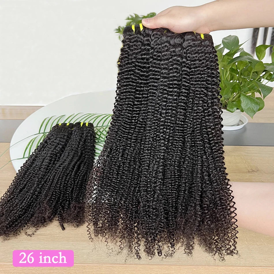 Kinky Curly 100% Human Hair Bundles Weave Extensions #1B Natural Black Color 100grams/PC 10-30inch Unprocessed Virgin Human Hair