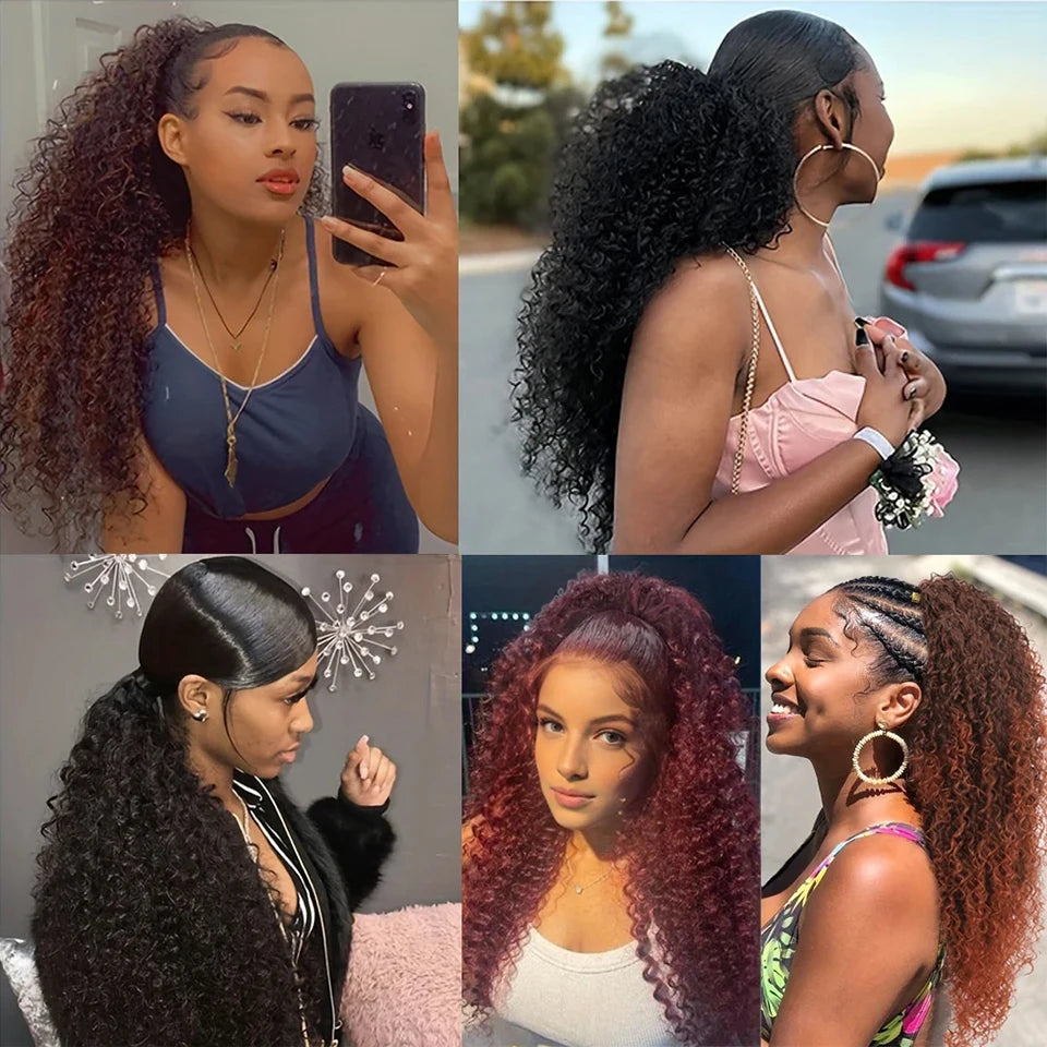 Kinky Curly Wrap-Around Ponytail — 100% Virgin Raw Hair