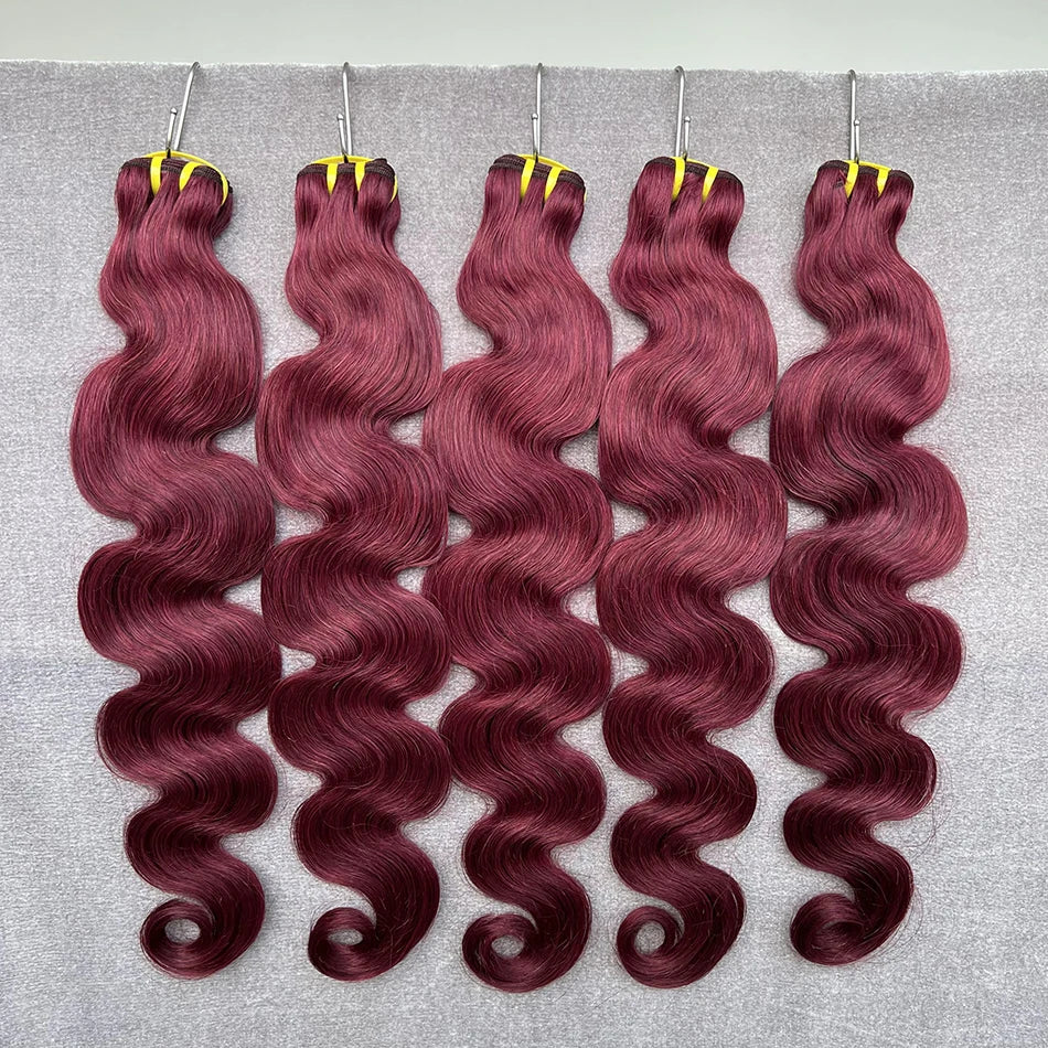 Burgundy #99j Color Body Wave Human Hair Bundles 16-30Inch 100% Vietnamese Raw Virgin Wavy Human Hair Weave Extensions For Women