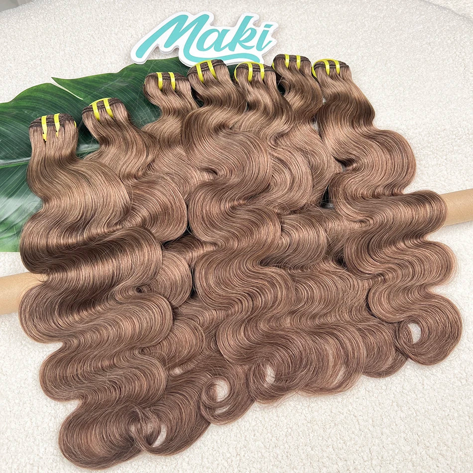 Body Wave #6 Colored Human Hair Bundles 100% Virgin Human Hair Extensions Weaving 100 Grams 16-26 Inch 1/2/3/4 Bundles For Women