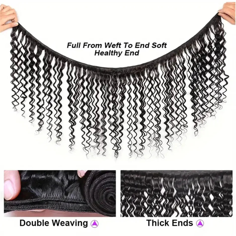 Deep Wave Brazilian Hair Bundles — Remy Human Hair, 28–30 Inch