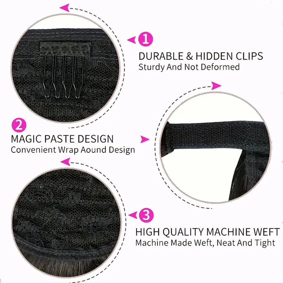 Water Wave Clip-In Ponytail — 100g Virgin Human Hair