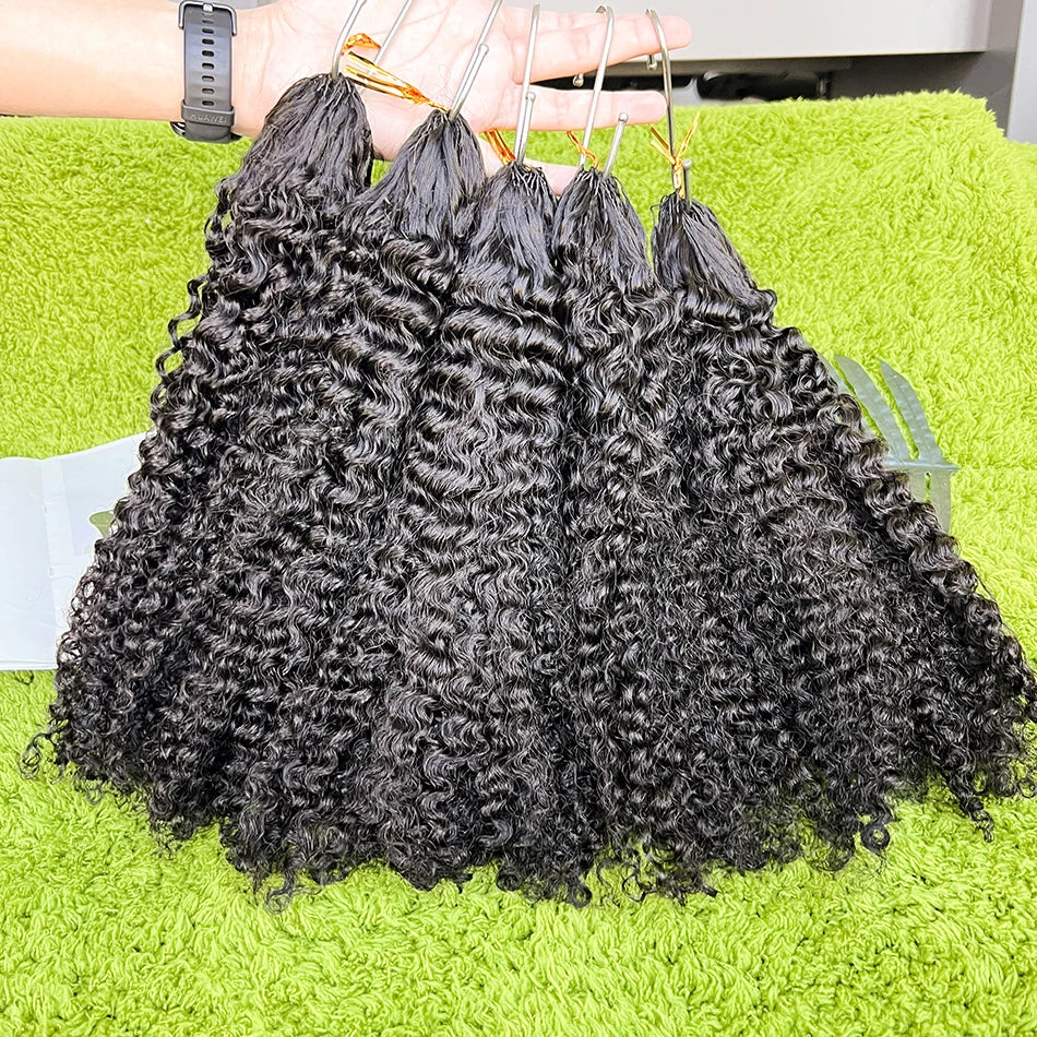 4B Curly Crochet Human Hair Extensions Pre-Separated Invisible Knotless #1B Natural Color Afro Kinky Curly Braids Crochet Hair