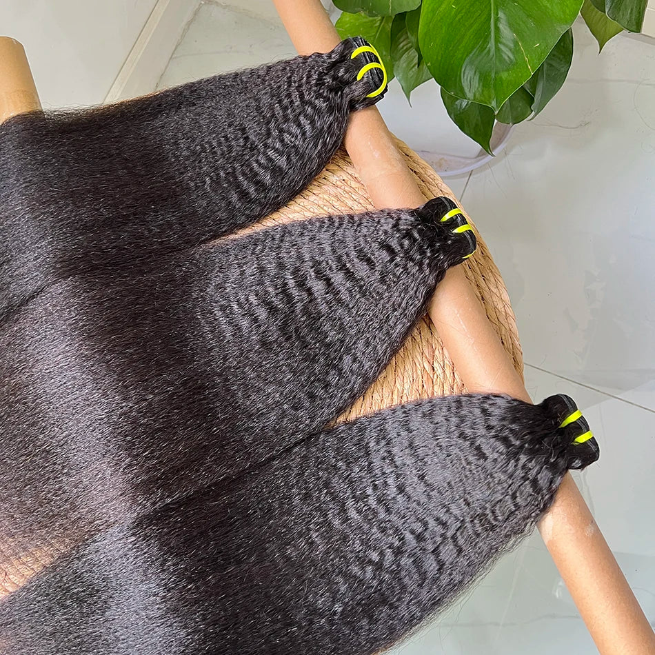 Kinky Straight Bundles 100% Human Hair Extensions 10-30 Inch Unprocessed Virgin Human Hair Weave Natural Color Wholesale Hair