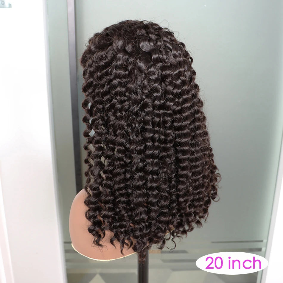 Double Drawn 4x4 HD Lace Closure Wig 13x4 Frontal Wig Deep Wave Human Hair Wigs Preplucked Curly Full #1B Natural Color Raw Hair