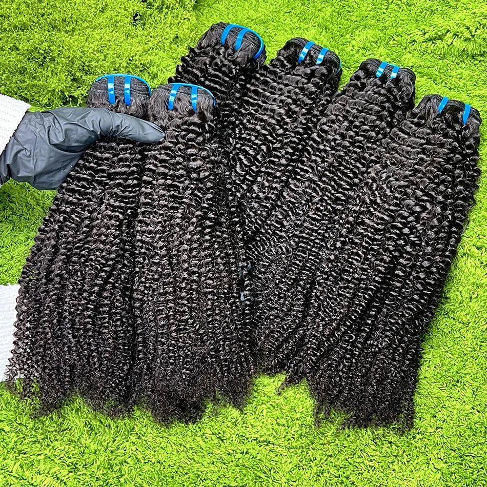 18A Kinky Curly Bundles 100% Human Hair Extensions Weave #1B Natural Black Color 10-30 Inch Curl Wavy Raw Virgin Hair For Women