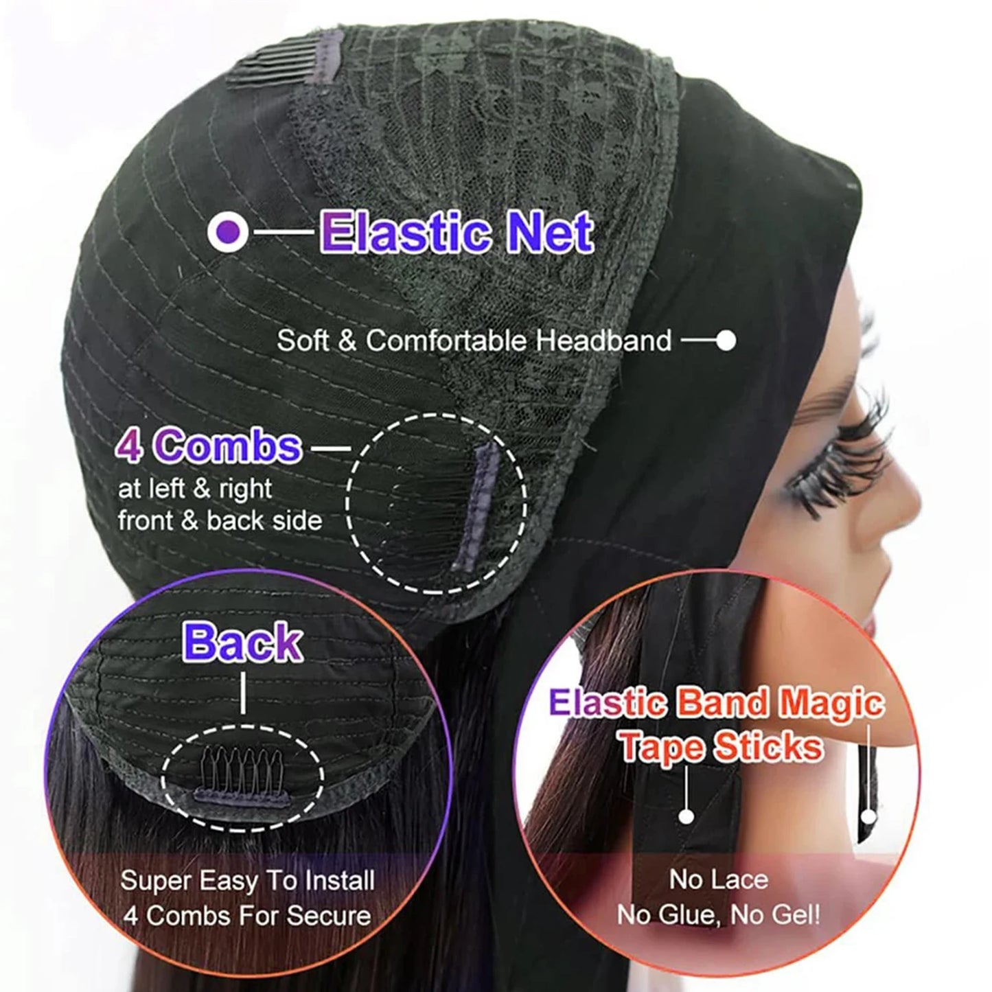 Straight Headband Wig — Brazilian Hair, 180% Density