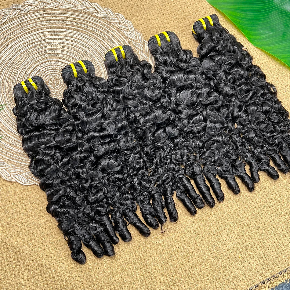 Bouncy Spiral Curly Hair Bundles #1B Natural Cuticle Aligned Burmese Curly Raw Virgin Hair Weft Extensions 1 2 3 4 Bundle