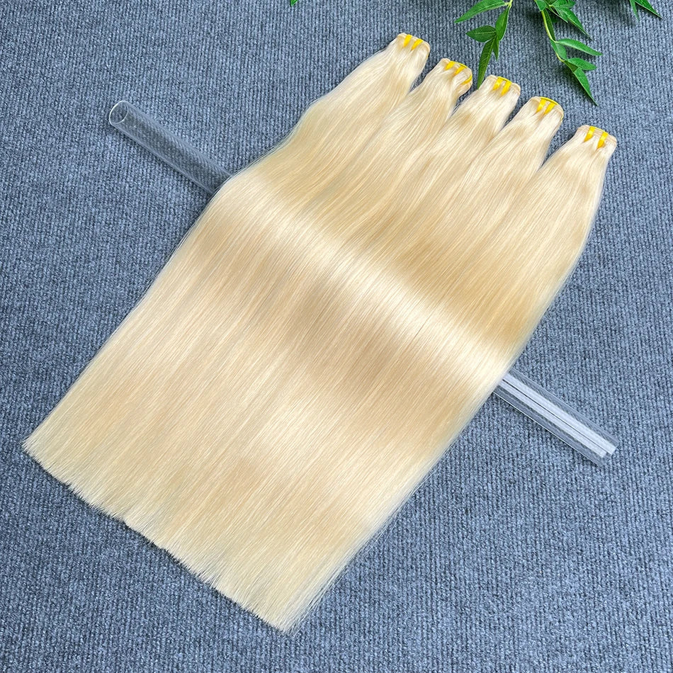 Double Drawn #613 Bone Straight Human Hair Bundles Blonde Colored 1/2/3/4 Pcs 100% Human Hair 100 Grams Weave Hair Extensions