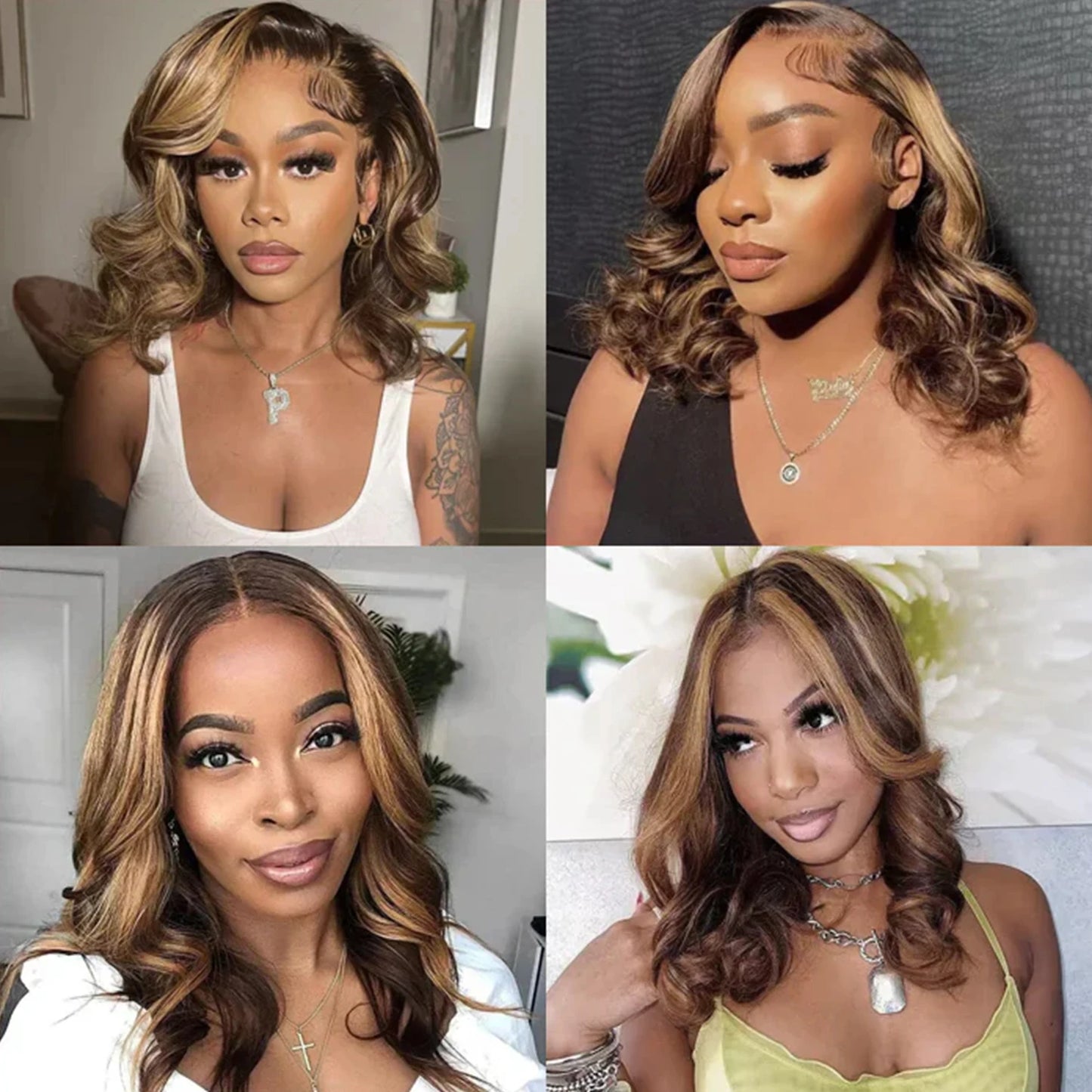 4/27 Highlight Loose Body Wave Bob Wig — 13x4 Lace Front