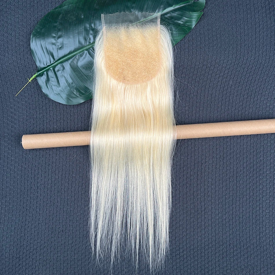 #613 Color 6x6 HD Lace Closure Blonde Straight Real Human Hair Pre-Plucked Bleached Knots Melt Skin Invisible Lace For Women