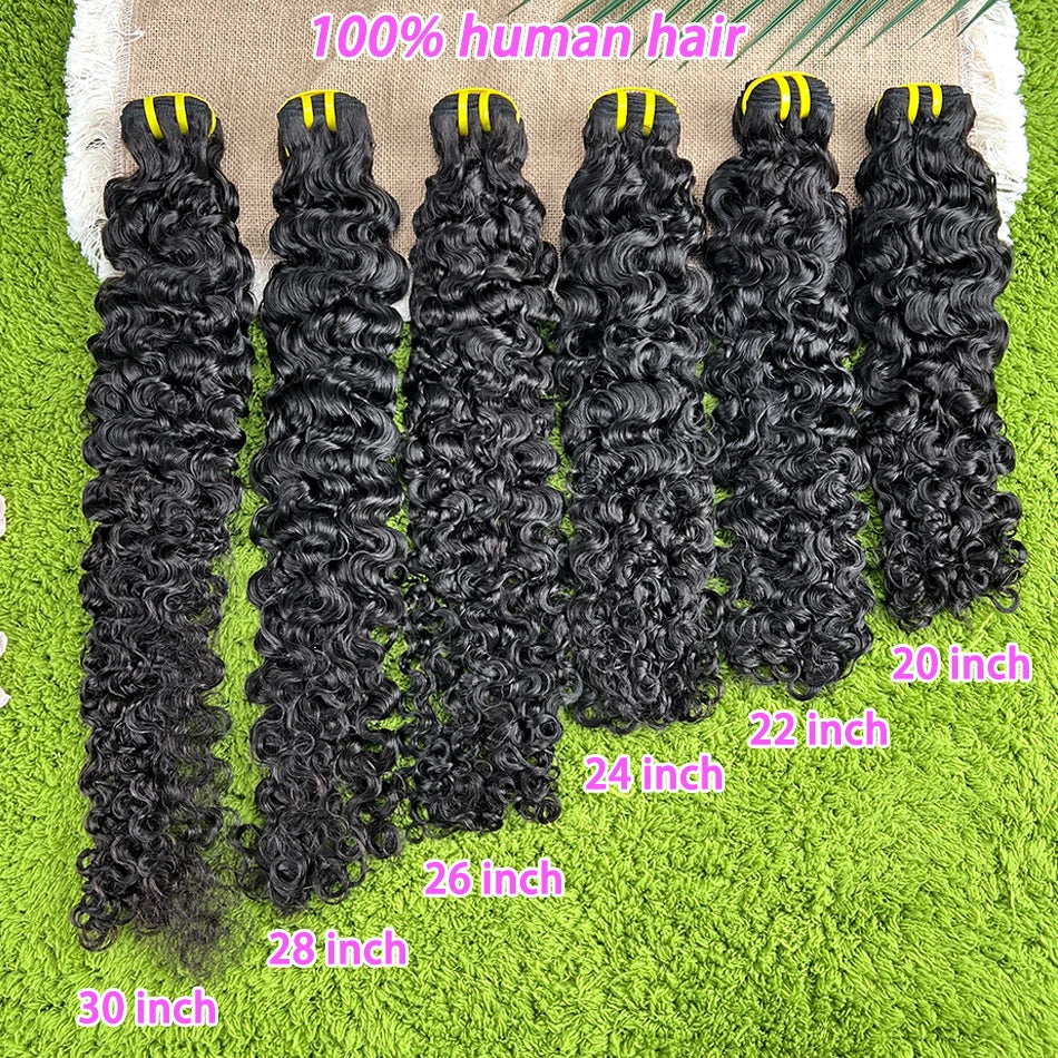 Burmese Curly 100% Human Hair Bundles #1B Natural Black Color Wavy Raw Virgin Hair Weave Extensions Bouncy Curly Vietnamese Hair